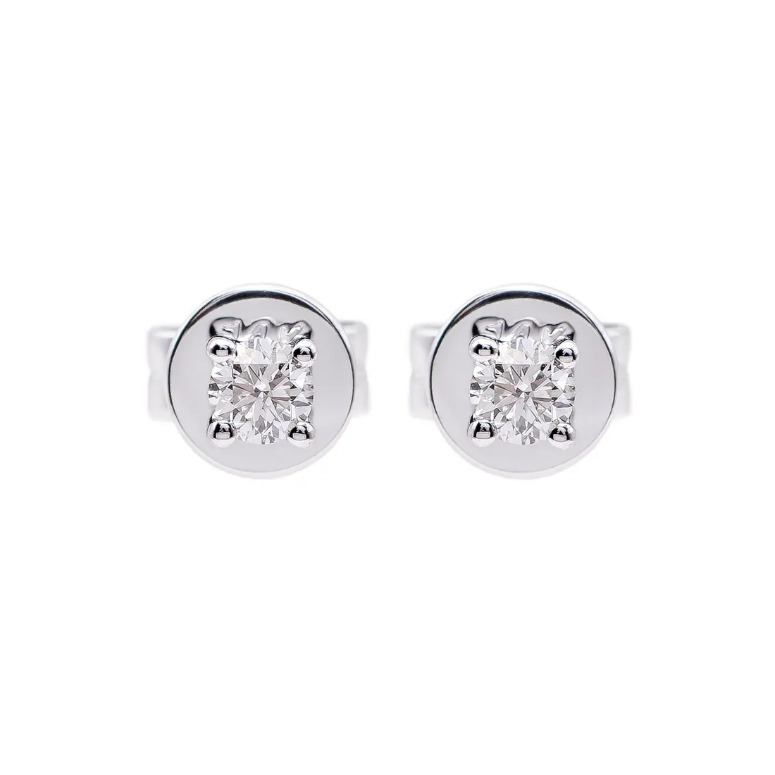 Aretes Oro Blanco 14k, Estilo Broquel