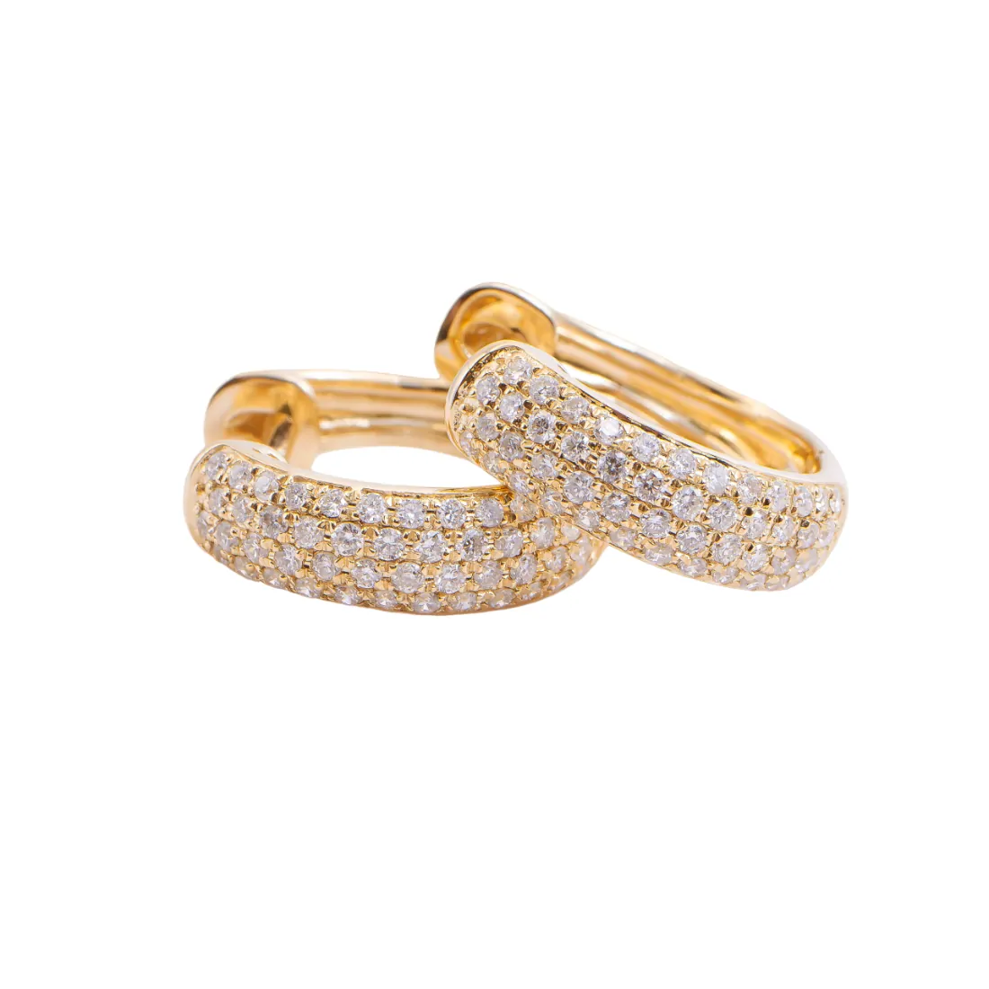 Aretes Oro Amarillo 14k, Estilo Huggies con Diamantes