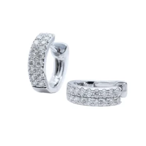 Aretes Oro Blanco 14k, Estilo Huggies con Diamantes 11986DWE4WNA1M