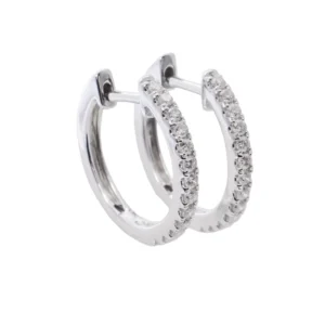 Aretes Oro Blanco 14k, Estilo Huggies con Diamantes 12727DWE4WNA1M