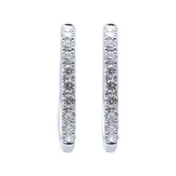 Aretes Huggies Oro Blanco 14K, con Diamantes 12731DWE4WNA1M