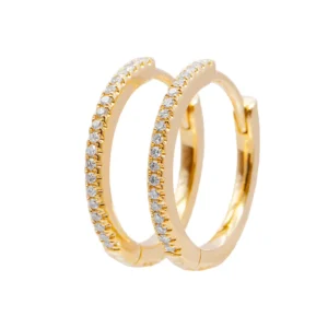 Aretes Oro Amarillo 14k, Estilo Huggies con Diamantes 13613DWE4YXA1M