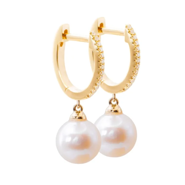 Aretes Oro Amarillo 14k, con Diamantes y Perla 13736PFE4YXA1M