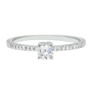 Anillo de Compromiso Oro Blanco 14K con Diamantes B3098B#65M