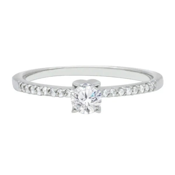 Anillo de Compromiso Oro Blanco 14K con Diamantes B3098B#65M