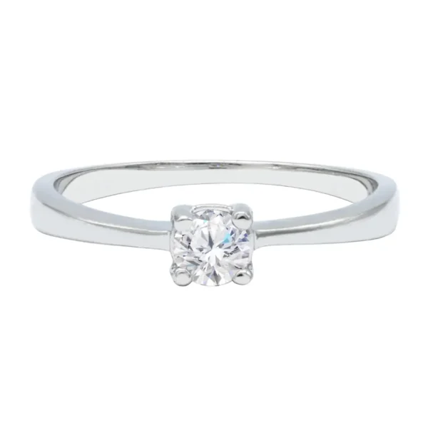 Anillo de Compromiso Oro Blanco 14K con Diamante Central B5057B#65M