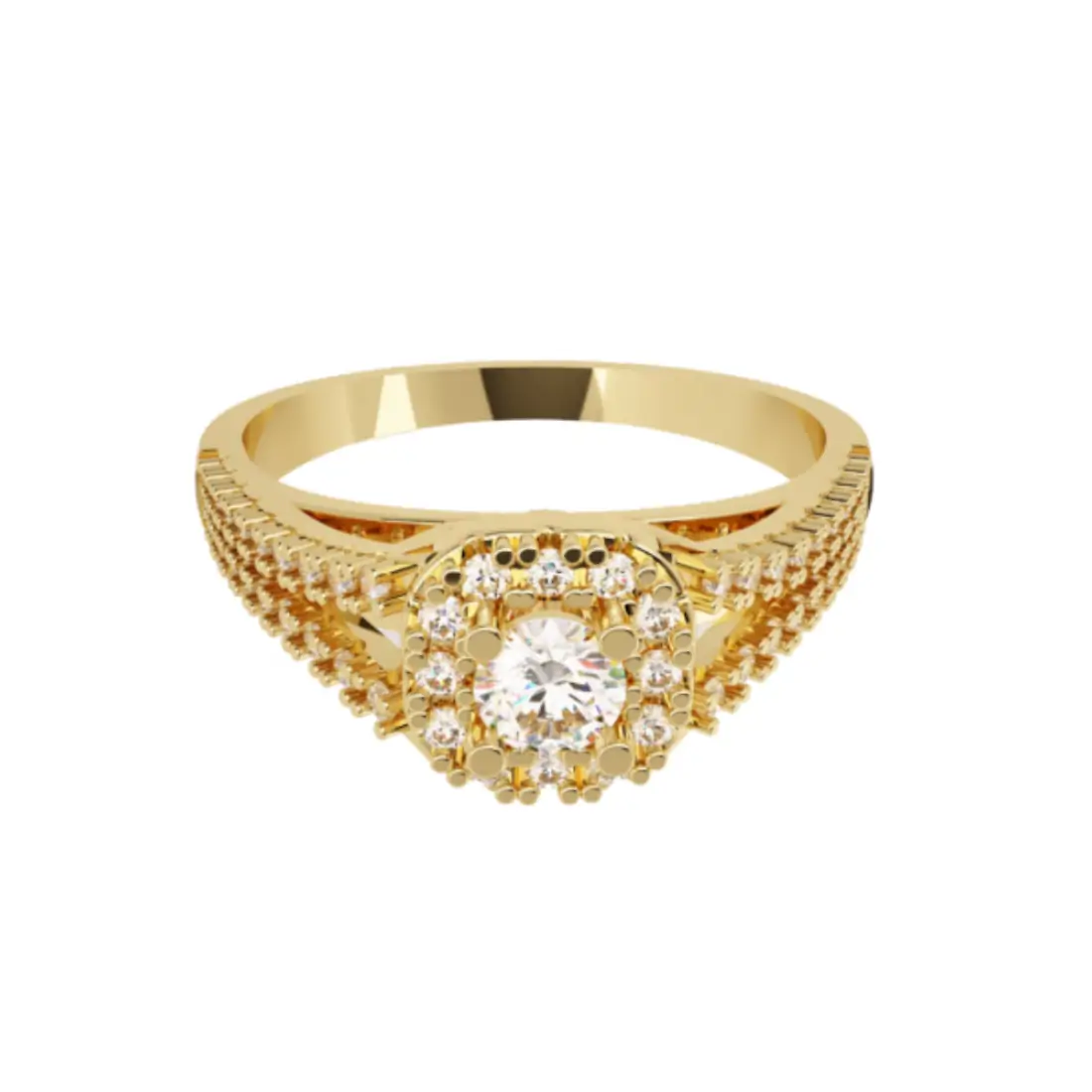 Anillo de Compromiso Oro Amarillo 14K con Diamantes