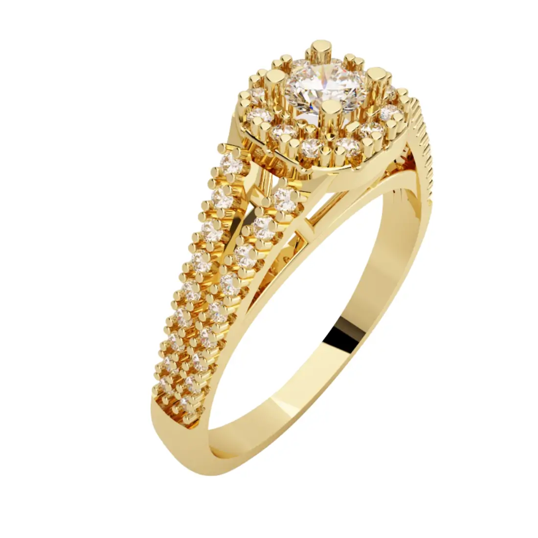 Anillo de Compromiso Oro Amarillo 14K con Diamantes