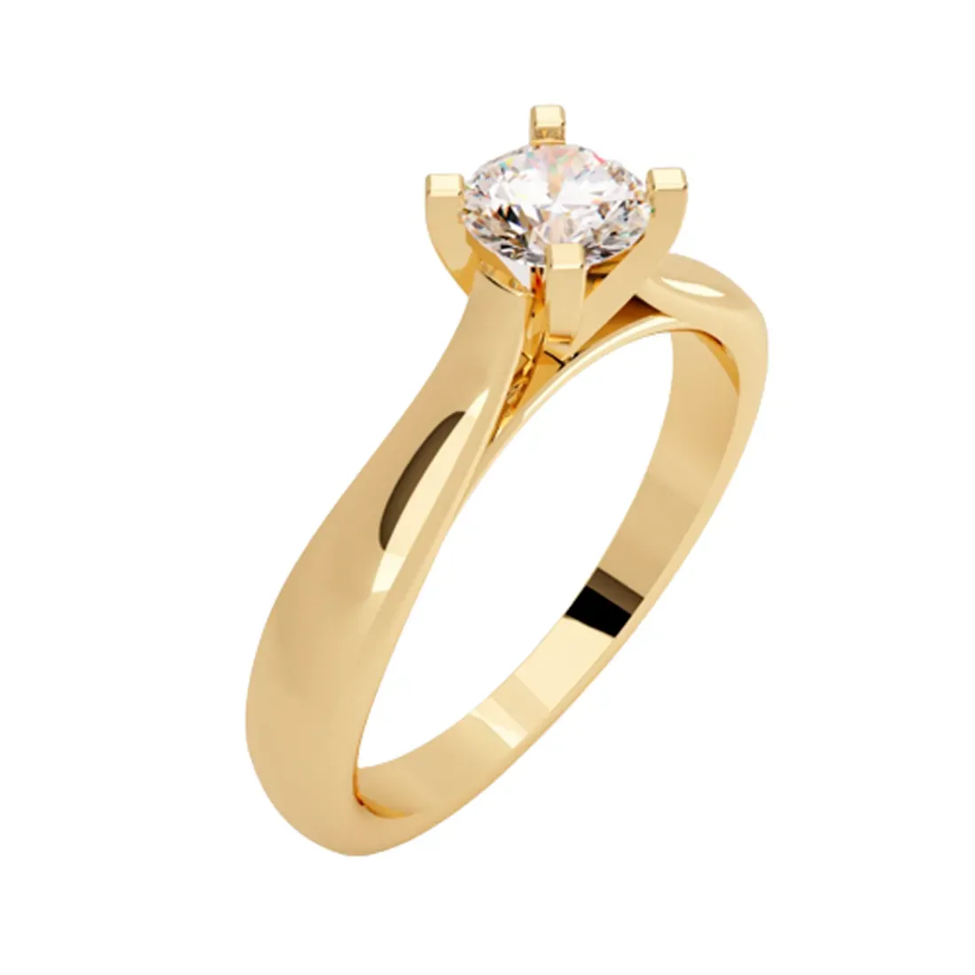 Anillo Oro Amarillo 14k, con Diamante Central