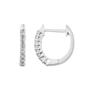 Aretes Huggies Oro Blanco 14k con Diamantes E7001D4WM