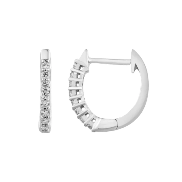 Aretes Huggies Oro Blanco 14k con Diamantes E7001D4WM