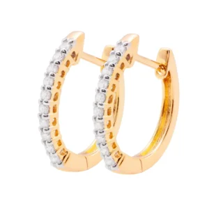 Aretes Huggiess Oro Amarillo 14k con Diamantes E7002D4YM