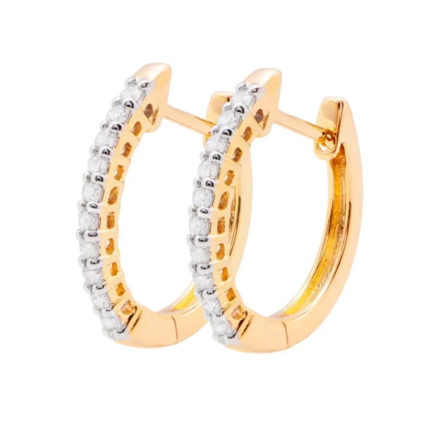 Aretes Huggiess Oro Amarillo 14k con Diamantes E7002D4YM