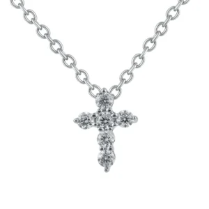 Gargantilla Oro Blanco 14k, Cruz con Diamantes PCR03D4W010M