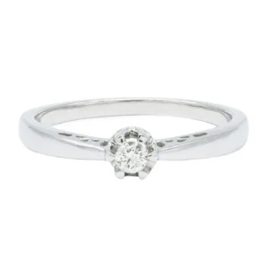 Anillo de Compromiso Oro Blanco 14K con Diamante Central SKR24149W65-08M