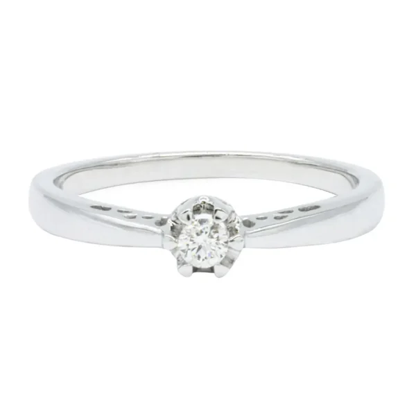 Anillo de Compromiso Oro Blanco 14K con Diamante Central SKR24149W65-08M